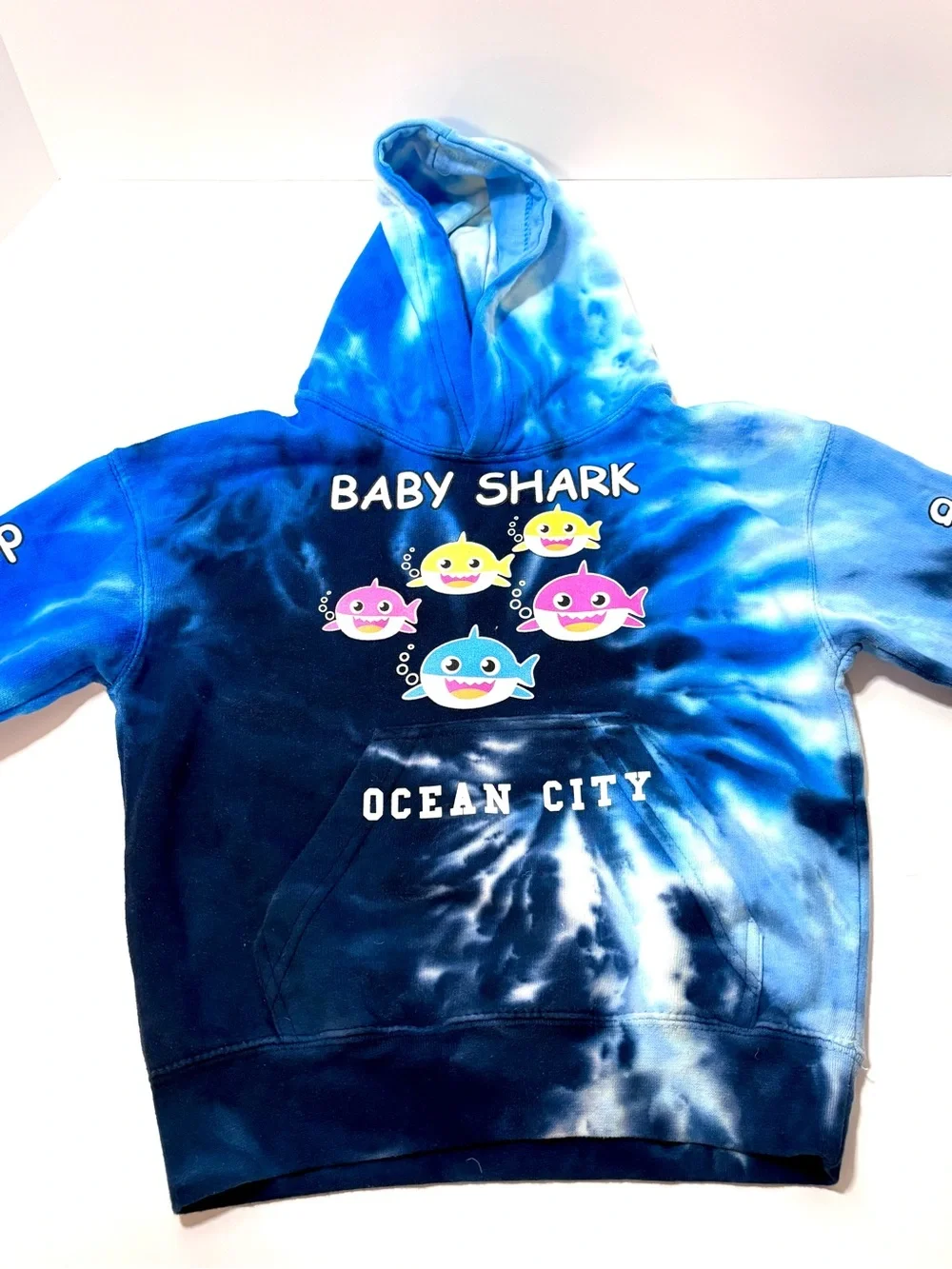Baby Shark Tie-Dye Blue Hoodie - Ocean City Kids' Pullover Size Small